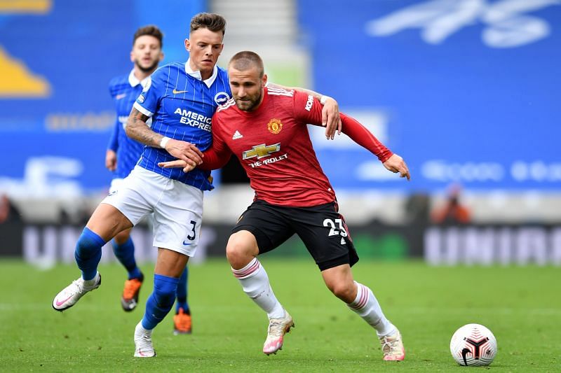 Luke Shaw in action against Brighton & Hove Albion